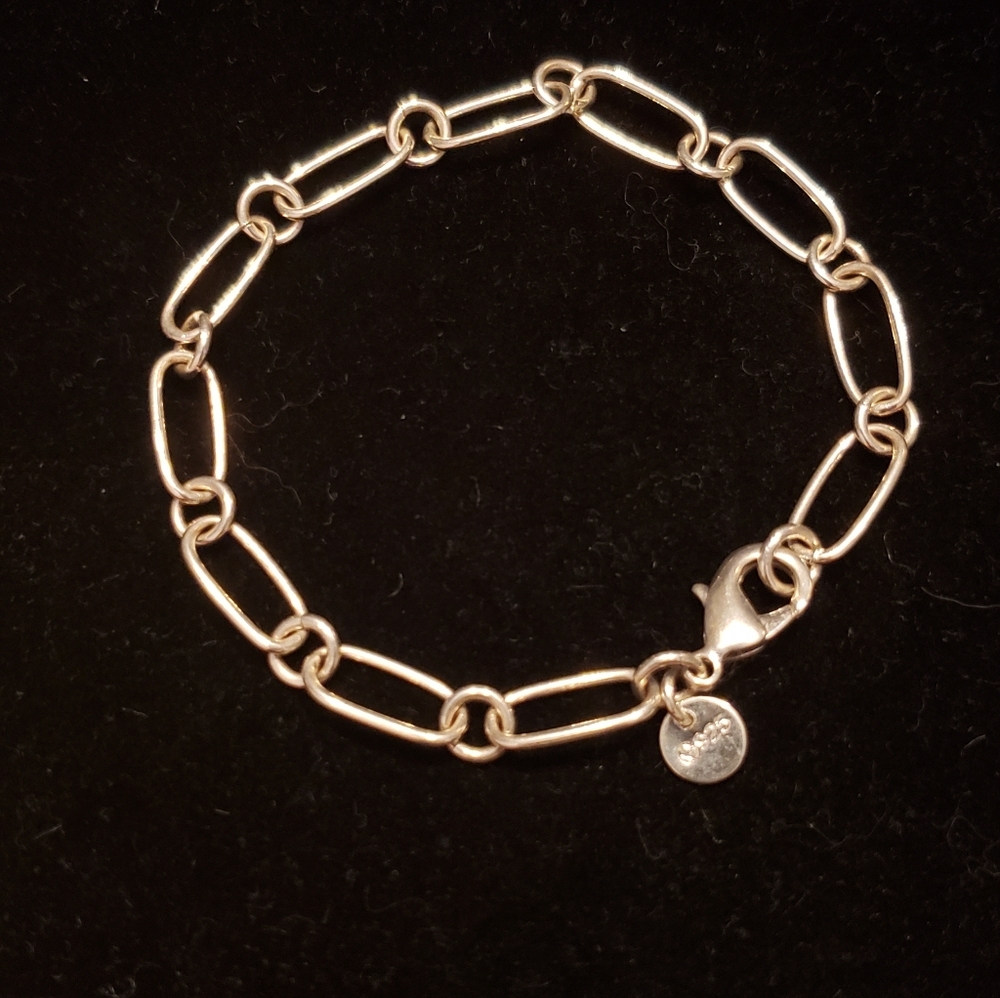 Bracelet Sterling Stamped 925 NEW Classic Paper Clip Link Style White Silver LUV - Picture 6 of 7